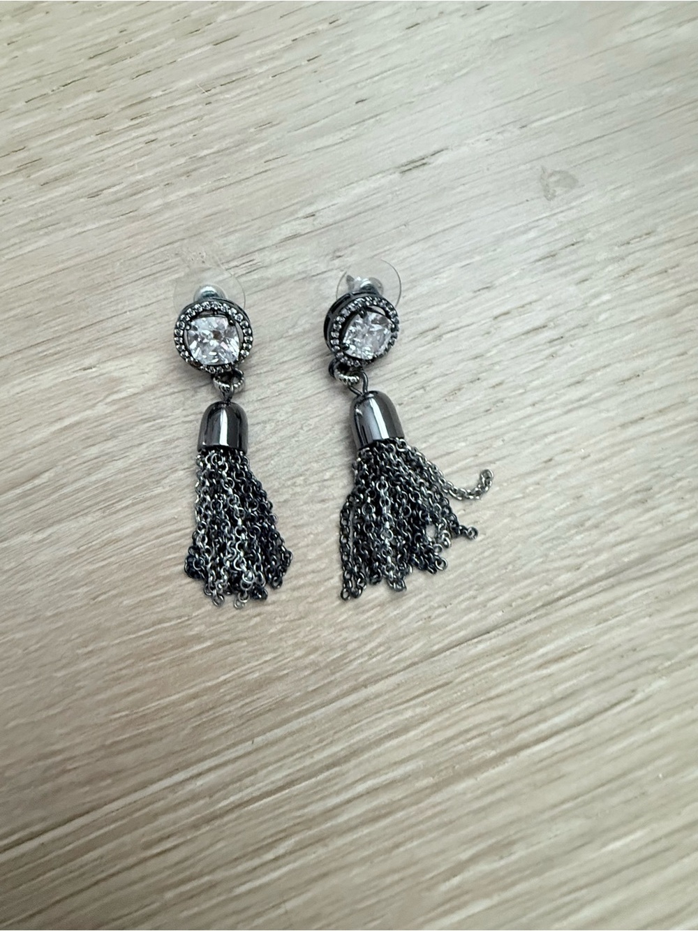Crystal Tassel Drop Earrings - Silver Tone